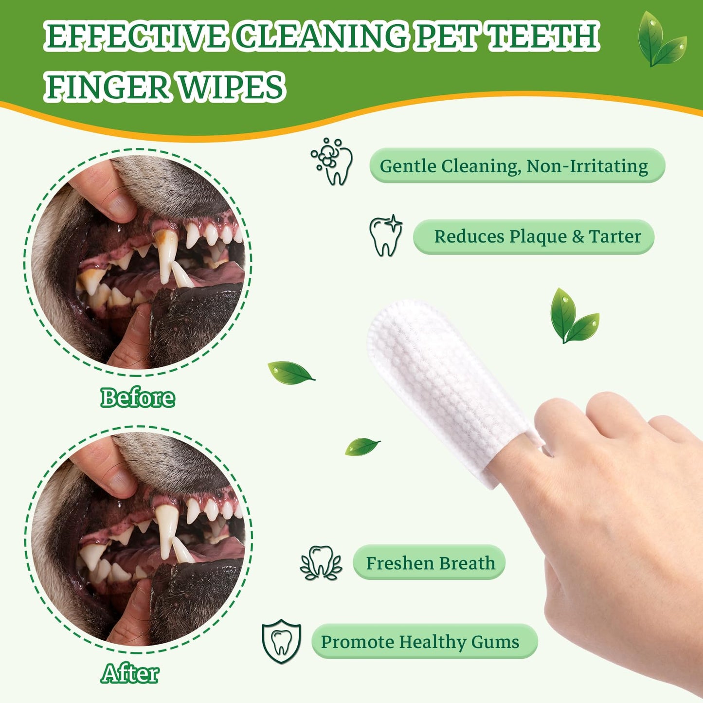 Dog Finger Toothbrush Oral Cleansing Wipes