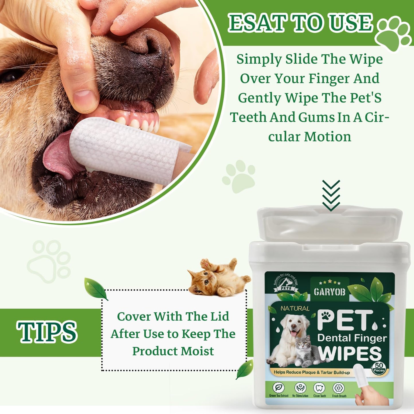 Dog Finger Toothbrush Oral Cleansing Wipes