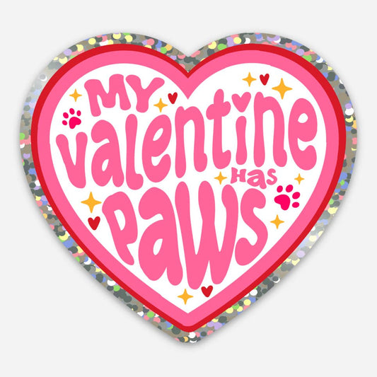 Valentines Day Dog or Cat Glitter Heart Sticker